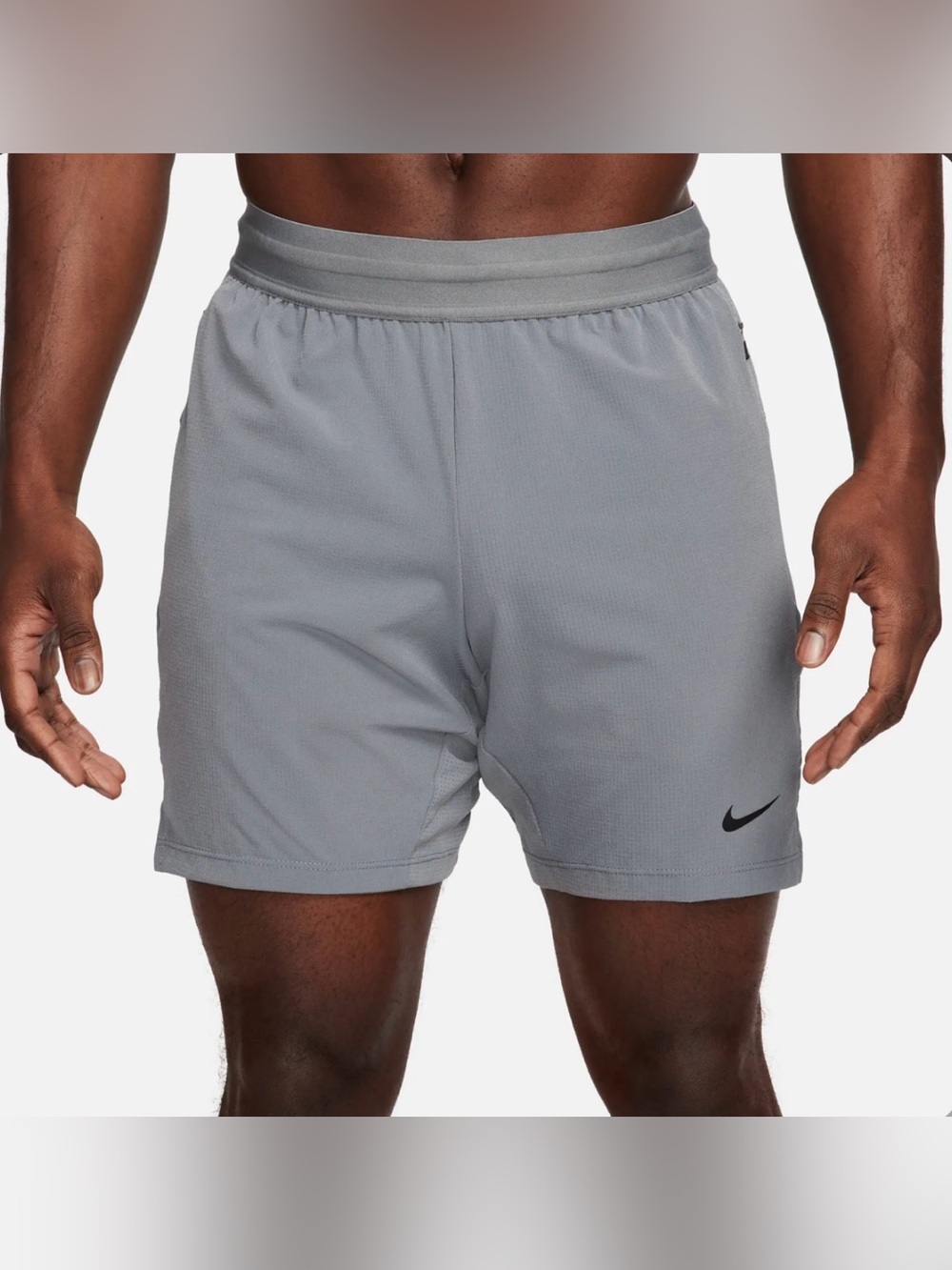 Nike Dri-FIT Men’s Gray Athletic Training Running Shorts Zip Pockets Size S